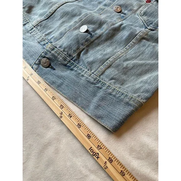 Levis Womens Mens Western Denim Jacket Size CH Light Wash Y2K Streetwear - Picture 5 of 12